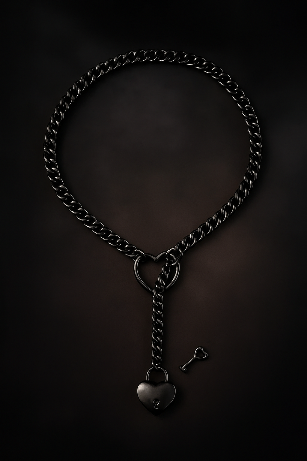 Adjustable Heart O-Ring Punk Rock Cuban Chain Necklace